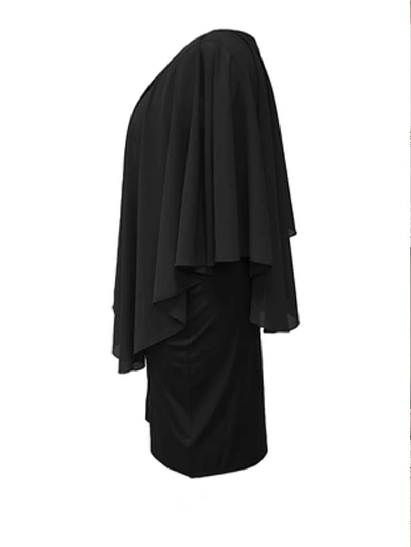 Product Introduction of 【Plus Size】 Solid Color Dress, Elegant Fashion Casual Round Neck Dress for Daily Outdoor Wear, Women Plus Clothing for All Seasons 3