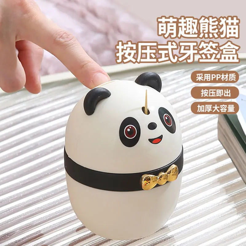 Hộp Đựng Tăm, Thiết Kế Hình Gấu Trúc, Bật Lên Tự Động, Đẩy Lên, Thích Hợp Sử Dụng Tại Nhà, Dễ Thương Và Ưa Nhìn, Cao Cấp, Lý Tưởng Cho Nhà Hàng, Khách Sạn Và Nhà Hàng, Hộp Đựng Tăm
