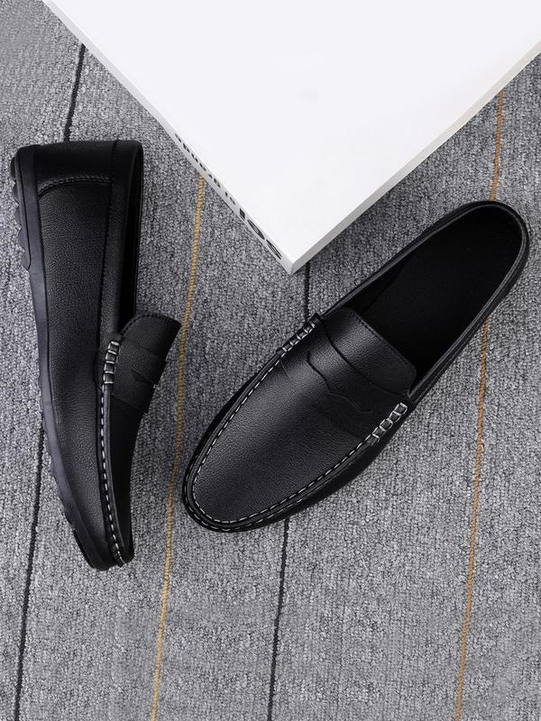 Men's 1 Pair Minimalist Plain Round Toe Slip-on Shoes, Casual Business Style Flat Shoes For Daily Wear, Lightweight Breathable Comfortable Shoes 4
