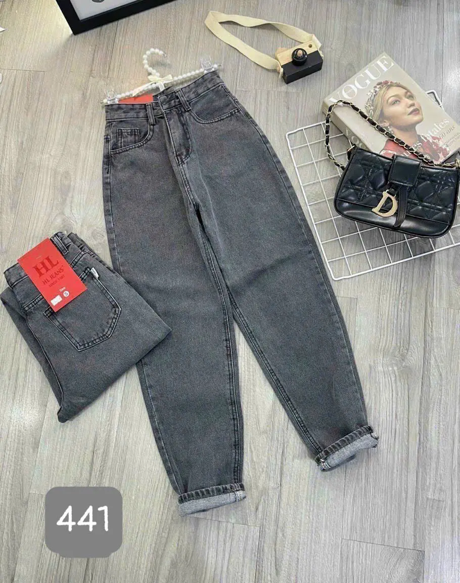 Quần jeans baggy trơn Cạp Siêu Cao cho phái đẹp chất vải dày dặn mềm mịn dễ diện phối đồ đi chơi đi học