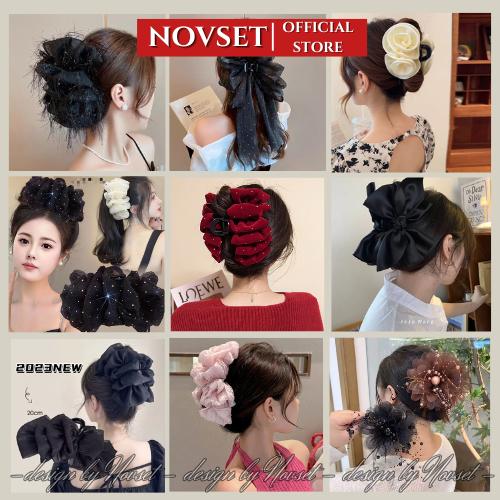 Kẹp tóc nơ tiểu thư NOVSET cặp tóc nơ tiểu thư to phong cách hàn quốc 13cm