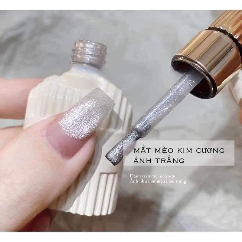 Lọ  Sơn gel mắt mèo kim cương ánh trắng - phụ kiện trang trí nail Women