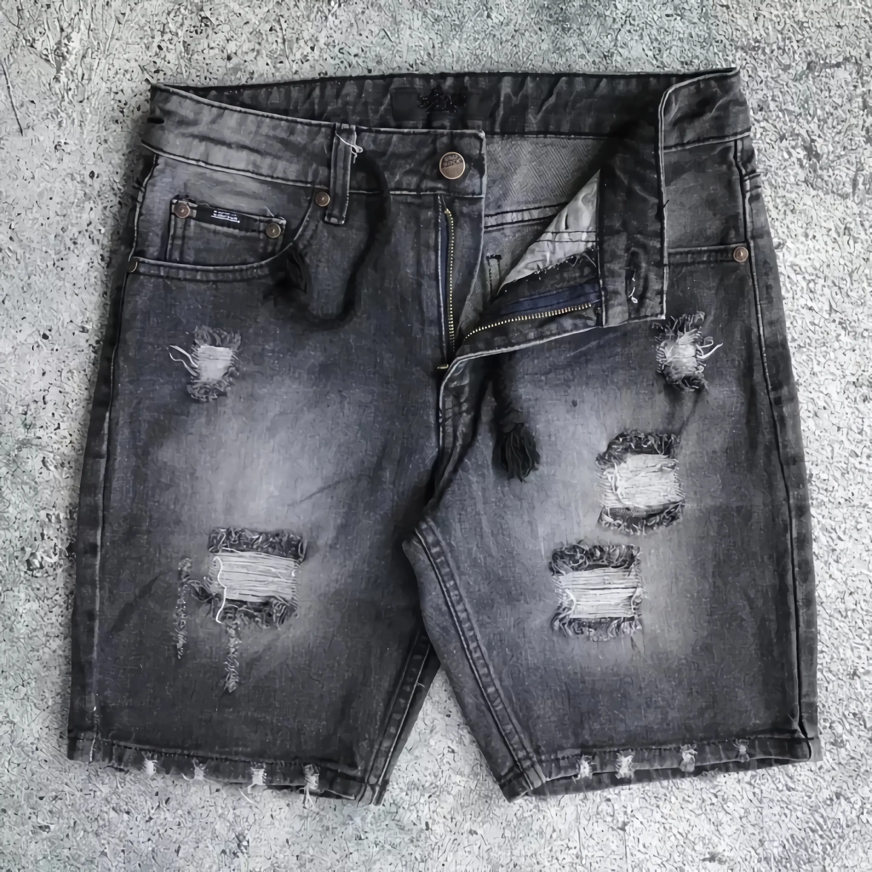 Celana Pendek Pria bahan Jeans Robek Slim-fitting Casual Celana Distro Motif SObek Dewasa Cowok Keren
