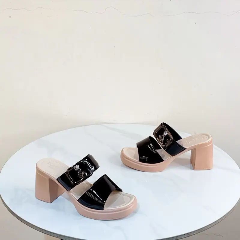 Giày dép trà my - Guốc đốc nhị 2 quai - cao 8cm -size 35-39- phong cách thanh lịch , đơn giản , đế PU nhẹ 4