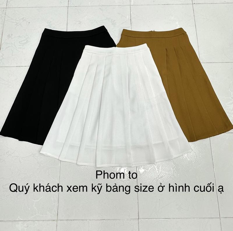 XẢ KHO V8 - PHOM TO - XEM KỸ BẢNG SIZE - Chân Váy Dài 66-70cm Dáng Xòe Xếp Li Phía Trước