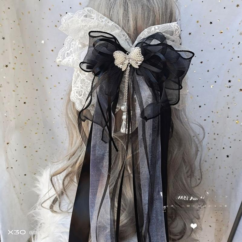 Product Introduction of Kẹp Tóc Nơ Ren Da Quạt Công Chúa Lolita, Phong Cách Nhật Bản, Hoa Lộng Lẫy, Thích Hợp Cho Cô Dâu Đám Cưới Và Cô Gái Mori, Kẹp Bên 6