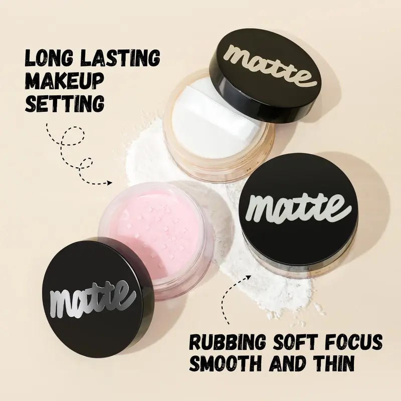 Oil Control Loose Powder, 2 Counts/set Long-lasting & Lightweight Foundation Makeup Setting Powder, Suitable for Oil Control and Setting Makeup, Cosmetic 2