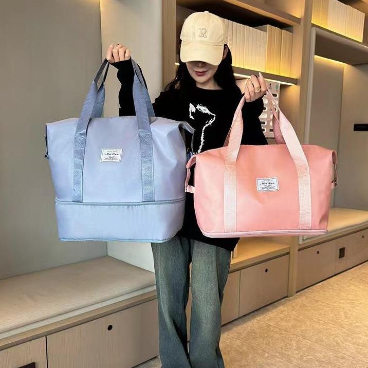 Túi du lịch 2 tầng đa năng túi xách cỡ lớn chống thấm có cài vali tiện lợi