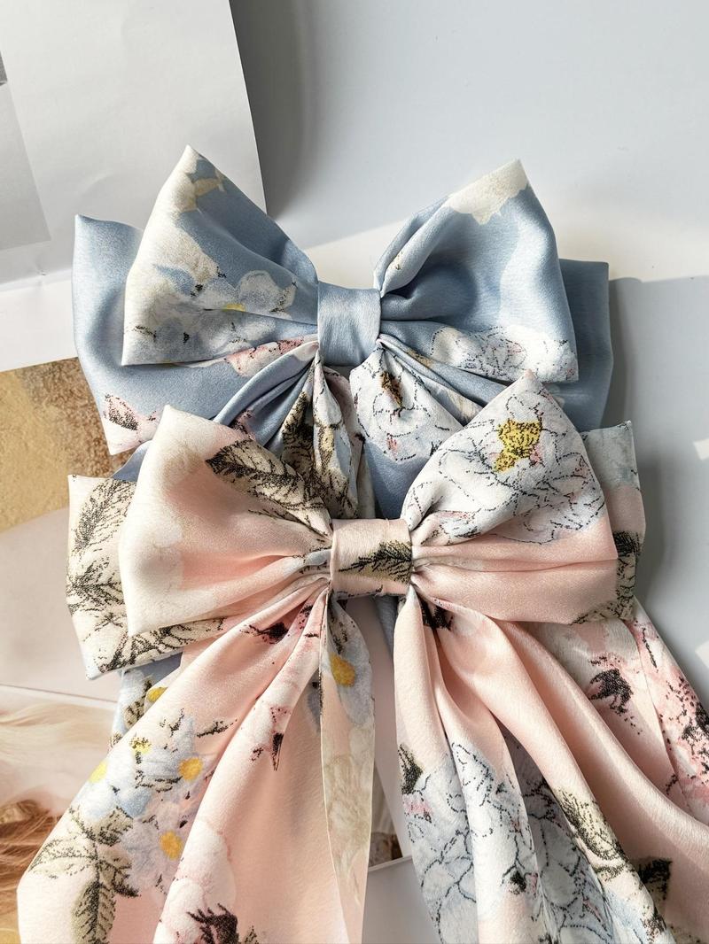 Product Introduction of Floral Print Bow Decor Hair Clip (2pcs), Cute Bouquet Print Hair Accessories for Women & Girls, Casual Versatile Hair Accessories for Daily Wear, Barrettes Hair Clips 14