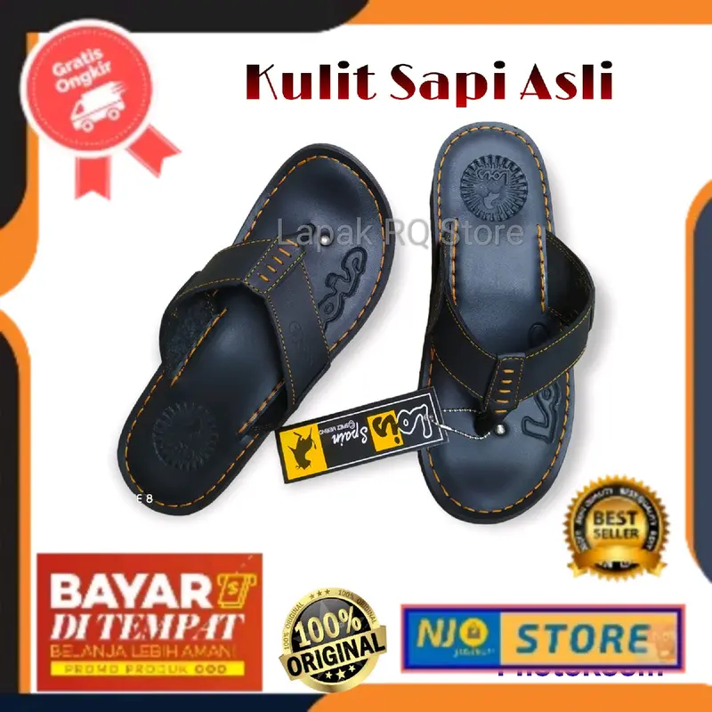 Sandal Kulit Pria Lois Kulit Asli Sendal Jepit Kulit Lois Asli Karet 2