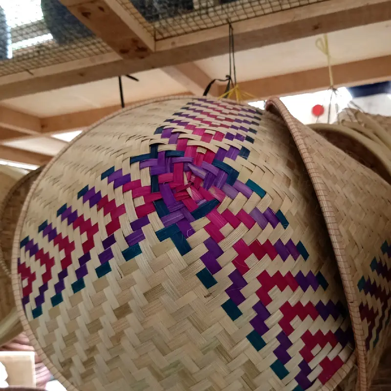 Caping Papak Lurik 40CM Caping Bambu Tudung Bambu Topi Petani 0