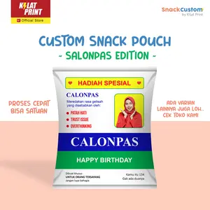 Snack Custom Foto Teks Bungkus Pouch Jumbo Ala Salonpas Edition