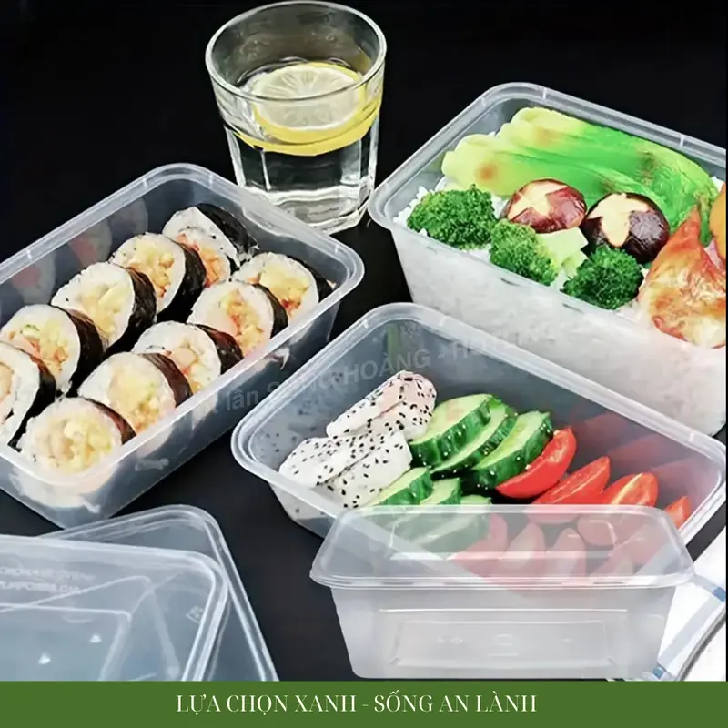[COMBO50/1000ML] Combo 50 Chiếc Hộp Chữ Nhật 1000ML Kèm Nắp Dùng Một Lần An Toàn Tiện Lợi 3