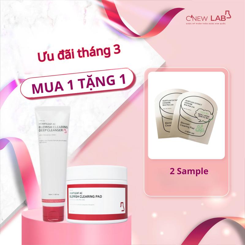 TẶNG 2 SAMPLE Combo Toner Pad Và Sữa Rửa Mặt C'New Lab Giúp Làm Sạch Da Hỗ Trợ Giảm Mụn Dành Cho Da Dầu Mụn Da Hỗn Hợp