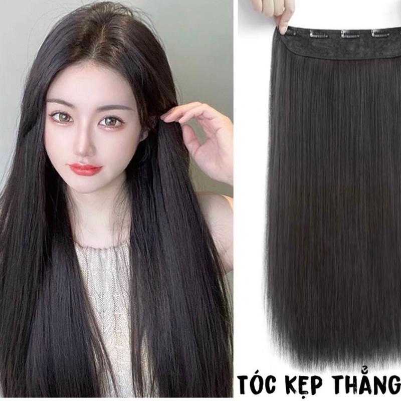 Tóc kẹp nửa đầu thẳng suôn dài 55-60cm,chất tóc tơ mềm mượt dạng kẹp nối dễ xài Cài Tóc Women giả