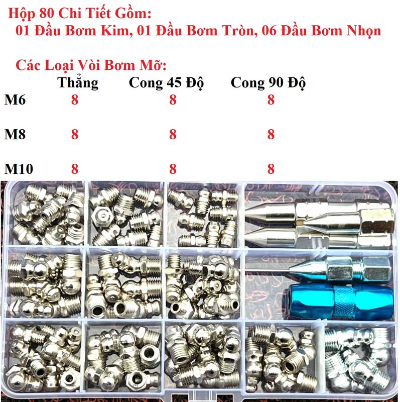 Hộp 60c và 80c Đầu Bơm Mỡ Thay Thế Cho Ô Tô, Máy Xúc Phụ Kiện Phụ Tùng