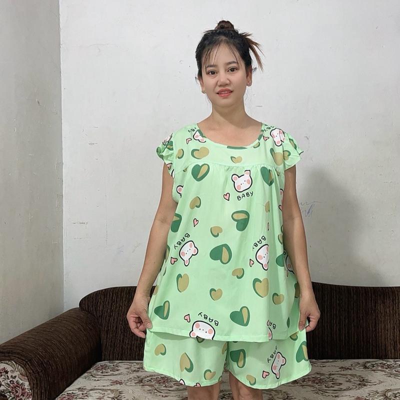 H-67. Đồ Bộ Tole Lanh Quần Ngắn Áo Tay Cánh Tiên Big Size Từ 63-120 kg. Có 14 Màu sắc Đa Dạng. Nữ Women Nữ Women