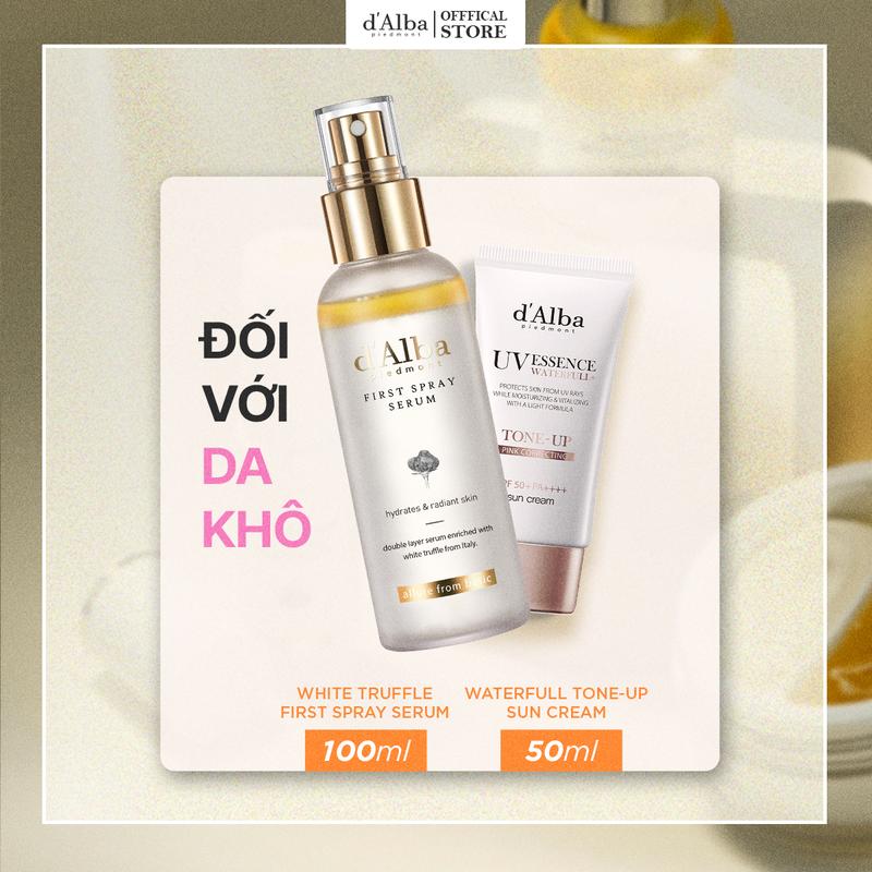 [CB100ml&50ml] Combo Serum dạng xịt [First Spray] d'Alba White Truffle 100ml & Kem chống nắng d'Alba Waterfull Tone-Up Sun Cream 50ml Skincare 3