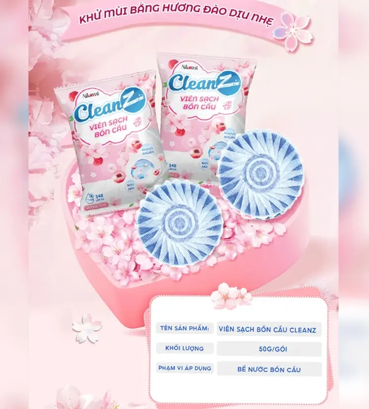 Viên thả bồn cầu CleanZ viên sạch bồn cầu khử mùi chai tẩy bồn cầu thế hệ mới chống mảng bám ố vàng diệt vi khuẩn toilet
