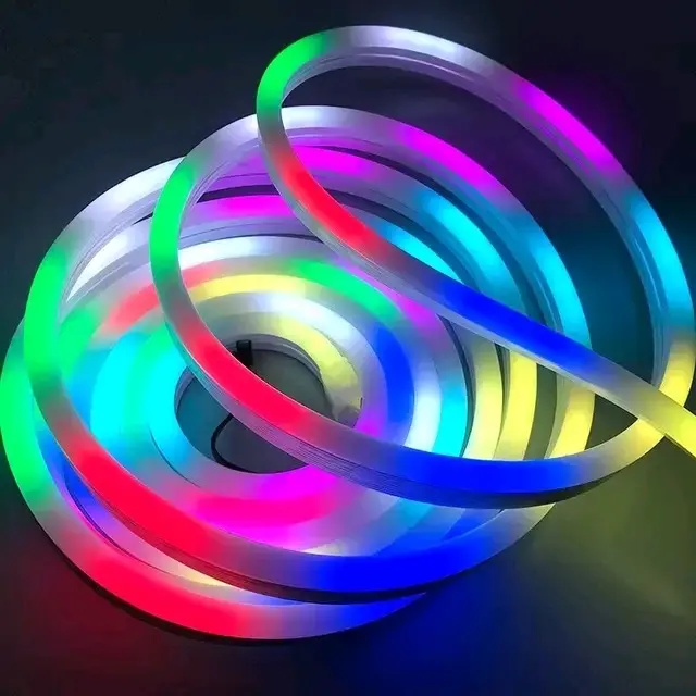NEON FLEX RUNNING RGB PANJANG 5 10 METER BISA GANTI WARNA SUDAH TERMASUK ADAPTOR DAN REMOT CONTROL BISA DI ATUR LEWAT HP NAMA APK RHYTHM PRO 2