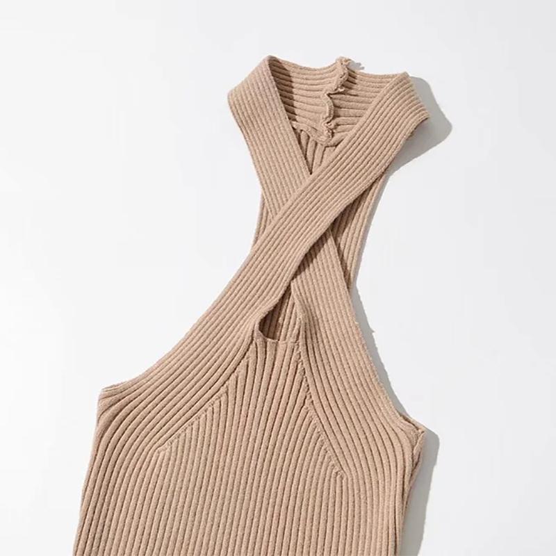 Product Introduction of Women Close-fitting Simple Style Vest, Solid Color Halter Neck Sleeveless Crop Tops ,Summer,Fashion,Attractive,Soft,Comfortable,Breathable,Simple Style,High-quality,Seductive 36