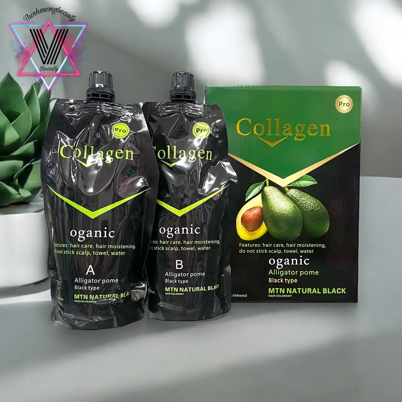 Nhuộm Đen Phủ Bạc Chiết Xuất Bơ Oganic MTN 500ml x2 Nhuộm Tóc