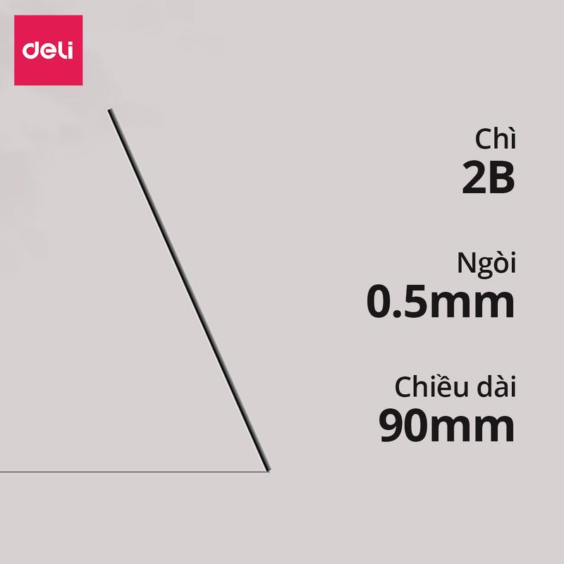 Ruột bút chì kim 0.5mm Deli - ngòi chì kim 100 chiếc 2B, lõi chì bấm nhỏ gọn tiện lợi phù hợp cho học sinh, văn phòng 5