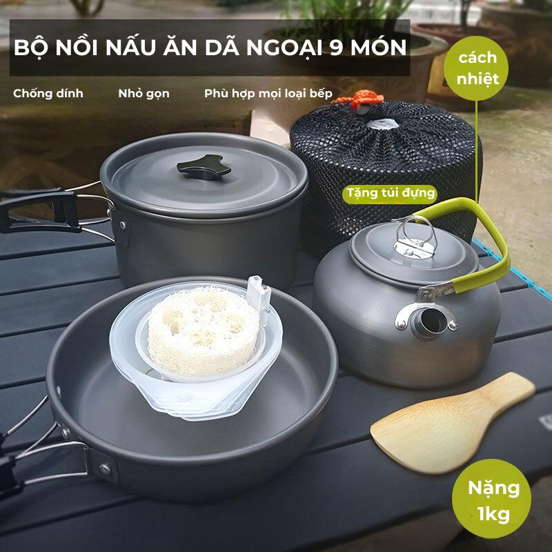 Product Introduction of Bộ Nồi Nấu Ăn Dã Ngoại 9 Món Có Ấm Nước, Nồi Chảo Dã Ngoại, Chất Liệu Hợp Kim Nhôm Cao Cấp, Nhỏ Gọn Nhẹ Tiện Dụng-DCP23 Bếp Camping Đồng Đi Cắm Trại Picnic Cắm Trại Nam 15