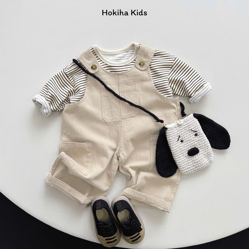 [Hokiha Kids]-TE650 Yếm quần dài cho bé trai bé gái, yếm kaki mềm mịn phong cách từ 8-14kg