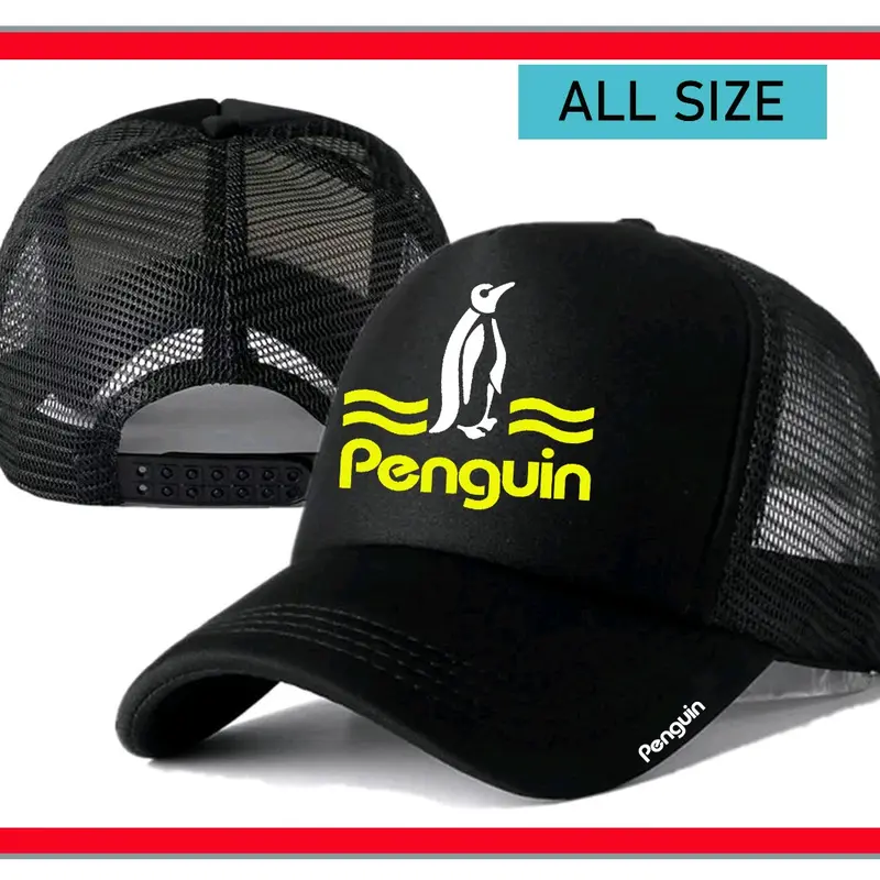 topi trucker jaring lengkung dewasa logo penguin 0