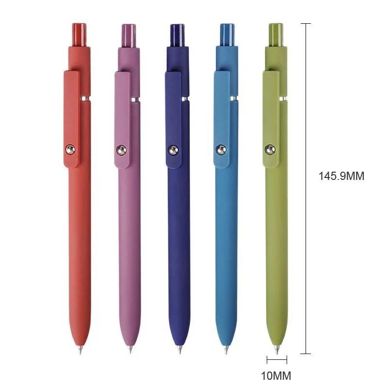 Set Pen Gel, 5pcs / set, Saiz Petua 0.5MM, Warna Morandi, Isi Semula Hitam, Pen Dakwat Gel, Sesuai untuk Pelajar, Pen Ballpoint Sentuhan Lembut Kawaii, Bekalan Sekolah Stationery pens il 5