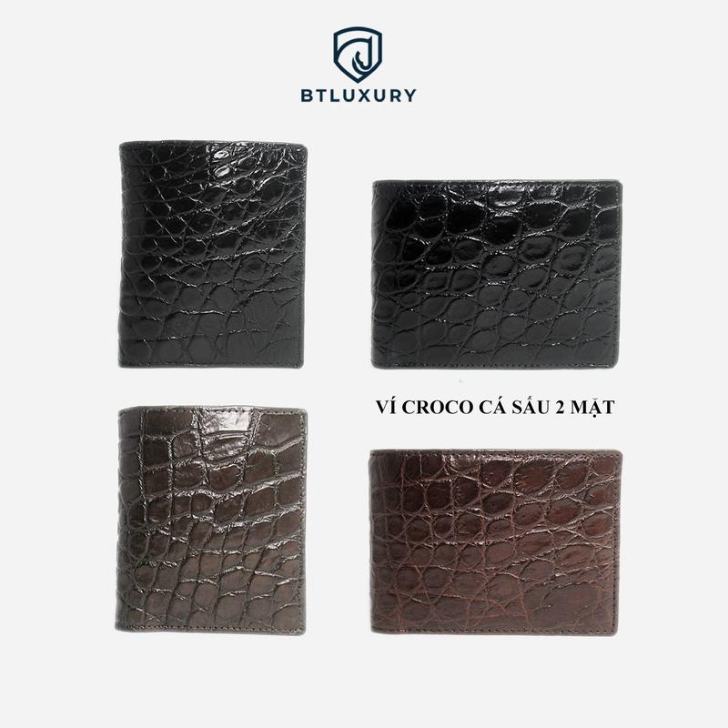Ví Nam CROCO Cá Sấu 2 mặt Bóp Nam Cao Cấp Kích Thước Chuẩn Vừa Giấy Tờ Cũ Bảo Hành 24 Tháng Ví Da Nam Thương Hiệu BTLUXURY Wallet Nhiều Ngăn Zipper Sang trọng Hình Chữ Nhật