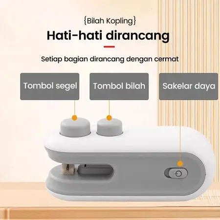 {Dapat digunakan kembali} Bajiss Snack Sealer Mini Food Pelestarian Plastik Sealer Portable - 2 in 1 Segel / Buka Dual Use 8