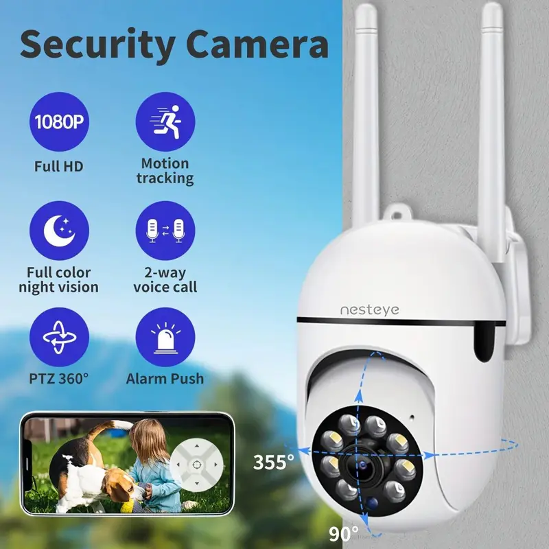 1080P Full HD WiFi IP Camera, Night Vision Camera with 8GB Memory Card, Motion-Detection Remote Monitoring Camera, Home Security Camera 7