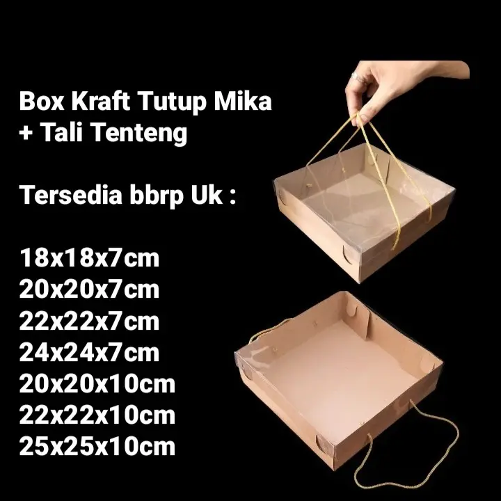 Box Kraft Tutup Mika + Tali Tenteng