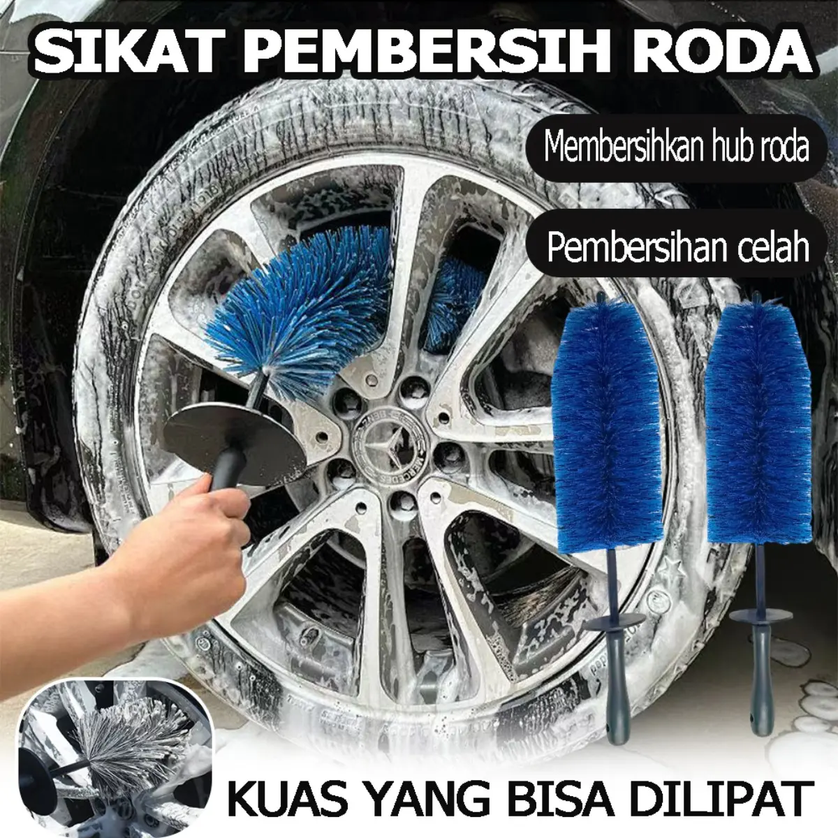 Sikat Pembersih Roda dengan Teknologi Nano, Sikat Perawatan Detail Mobil dan Motor, Sikat Mesin dan Knalpot, Poles Ban, Menyediakan Perawatan Roda dan Ban yang Efektif dan Lengkap untuk Kendaraan Anda Car