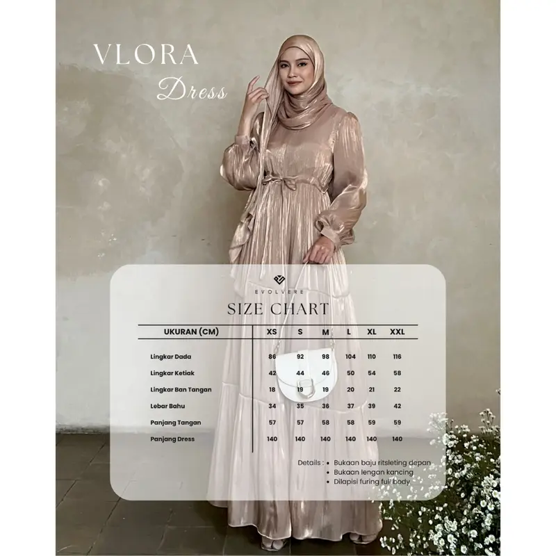 Evolvere - Vlora Dress Shimmer Fashion Gamis Muslim Wanita Busui Friendly 6