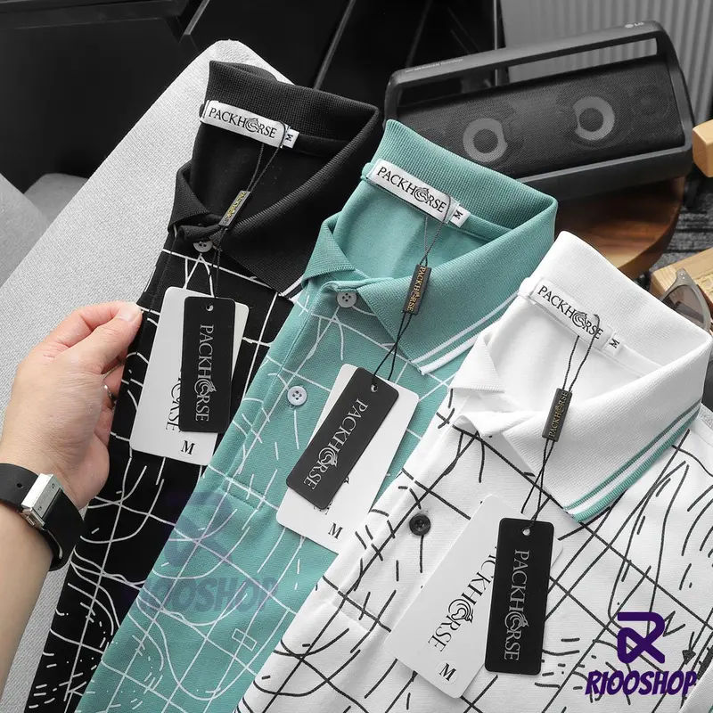 Áo thun nam polo vnxk, áo thun có cổ họa tiết thiết kế cao cấp đen, trắng, xanh LUMOZ RSP026, có size lớn, big size 5