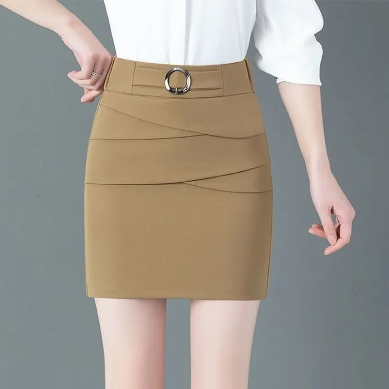 Chân Váy Ngắn Cho Nữ, Cạp Cao, Co Giãn, Chân Váy Bodycon Dễ Phối Đồ Thích Hợp Cho Mùa Xuân Và Mùa Hè, Màu Đen Chuyên Nghiệp, Chân Váy Bó Sát Hàng Mới Về Năm 2024