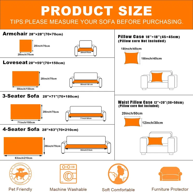 Solid Color Sofa Cover, 1 Count Thickened Sofa Cushion, Anti-slip Sofa Cover, Universal Plush Cover for Home Living Room 1
