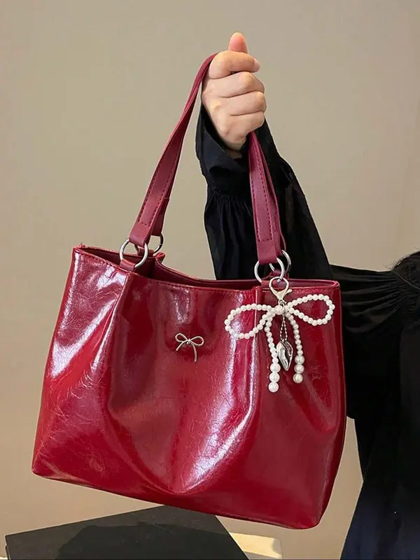 Women's Elegant Bowk Decorated Tote Bag, Fashionable Large Capacity Shoulder Bag for Daily Used, Casual Trendy Versatile High-quality Daily Commuting Bag 3