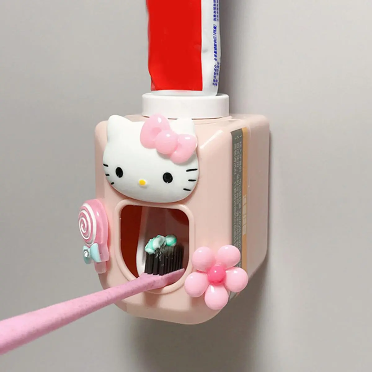 Kt Cat Automatic Toothpaste Dispenser Cartoon Cute Wall Mounted Toothpaste Squeezer