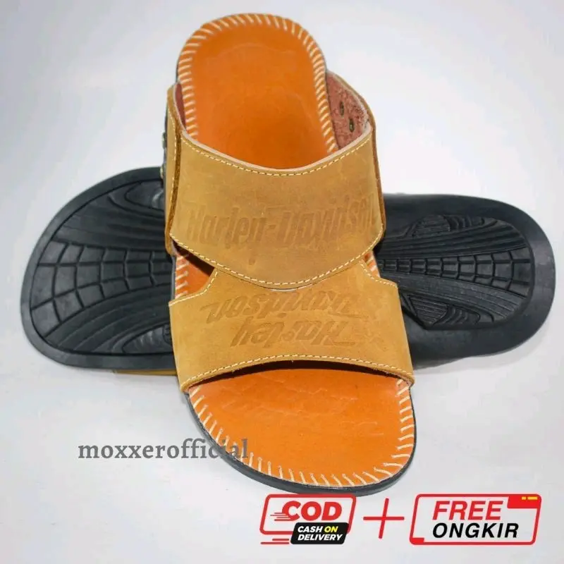 Sandal Slop Kulit Sapi Asli Hurley Davidson 3