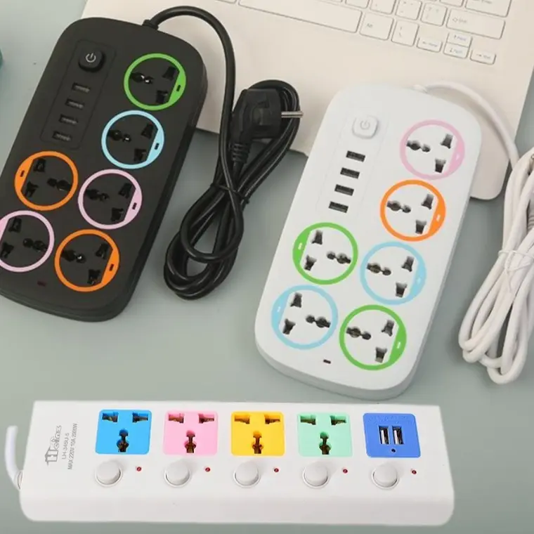 Ổ cắm điện đa năng thông minh J-06U với 6 lỗ và 4 cổng USB tiện dụng
