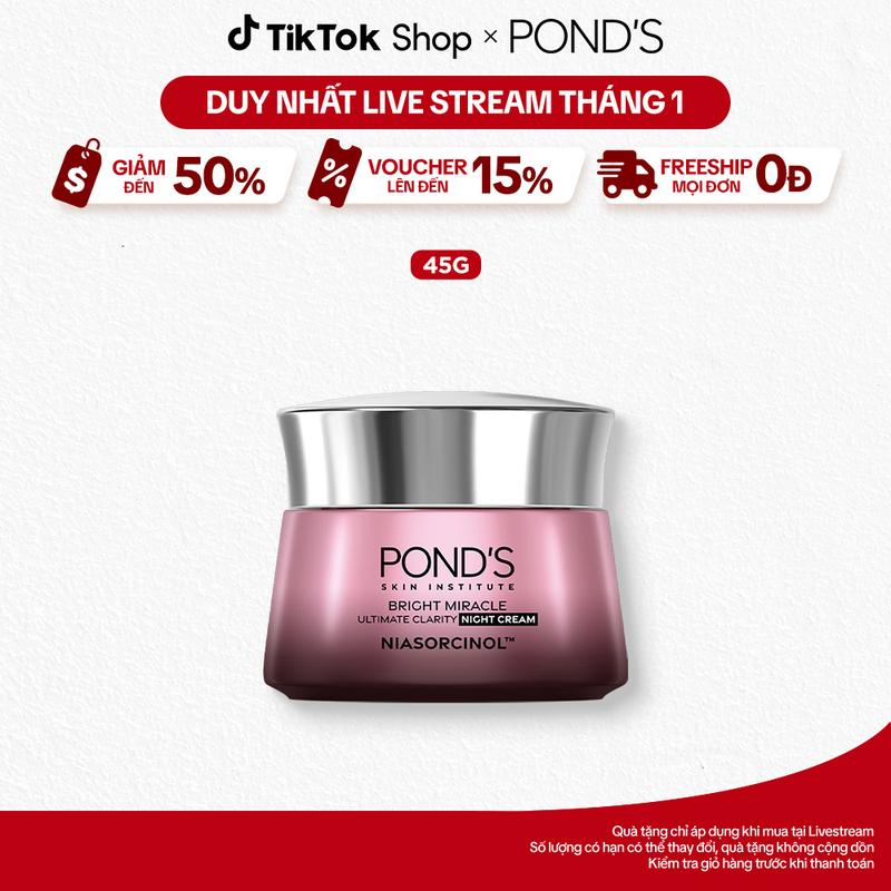 1 Kem Dưỡng Ban Đêm Pond's Bright Miracle Với 50X Niasorcinol Hỗ Trợ Chăm Sóc Da Giảm Thâm Sạm Nữ 45G