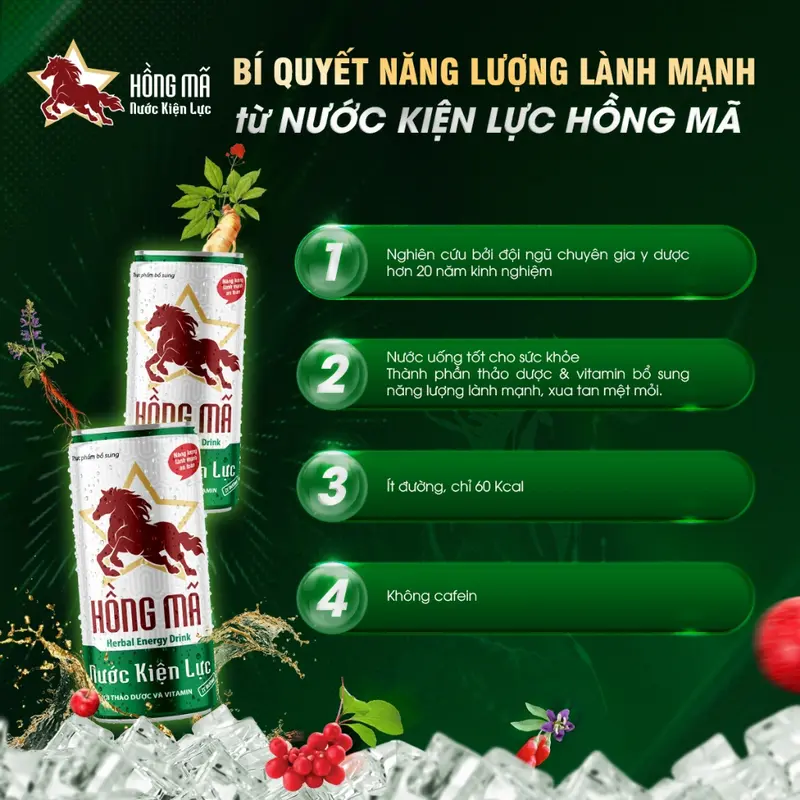 Nước kiện lực thảo dược, vitamin Hồng Mã ít đường giúp tăng lực, giảm mệt mỏi, giúp hồi phục sức khỏe [Dược liệu, Hoa Linh] 2