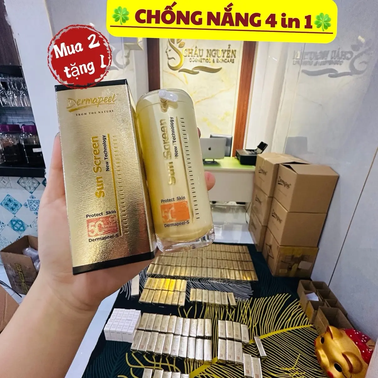 Chống nắng Dermapeel. SPF 50 Dành cho da Mụn nhạy cảm, Tạo lớp Makup nhẹ. Skincare