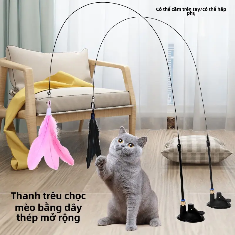 Đồ Chơi Cho Mèo, Đũa Phép Tăng Cường Cốc Hút Mạnh, Cần Dài, Thích Hợp Để Giảm Chán Nghén, Chống Cắn, Đầu Có Thể Thay Thế, Đồ Dùng Thú Cưng lục  lạc  cho  cún  chó cây  máu  chó removable  collar giỏ  đựng  cún  đi  xe  máy cỏ  cho  mèo climbing  harness p