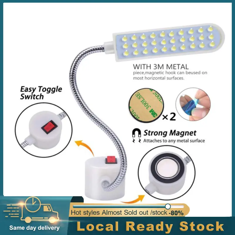 [Ready Stock] SHD 10/30 LED Beads Sewing Machine Work Light White Light Flexible Gooseneck Lamp Magnetic Mounting Specification:10/30 lamp beads