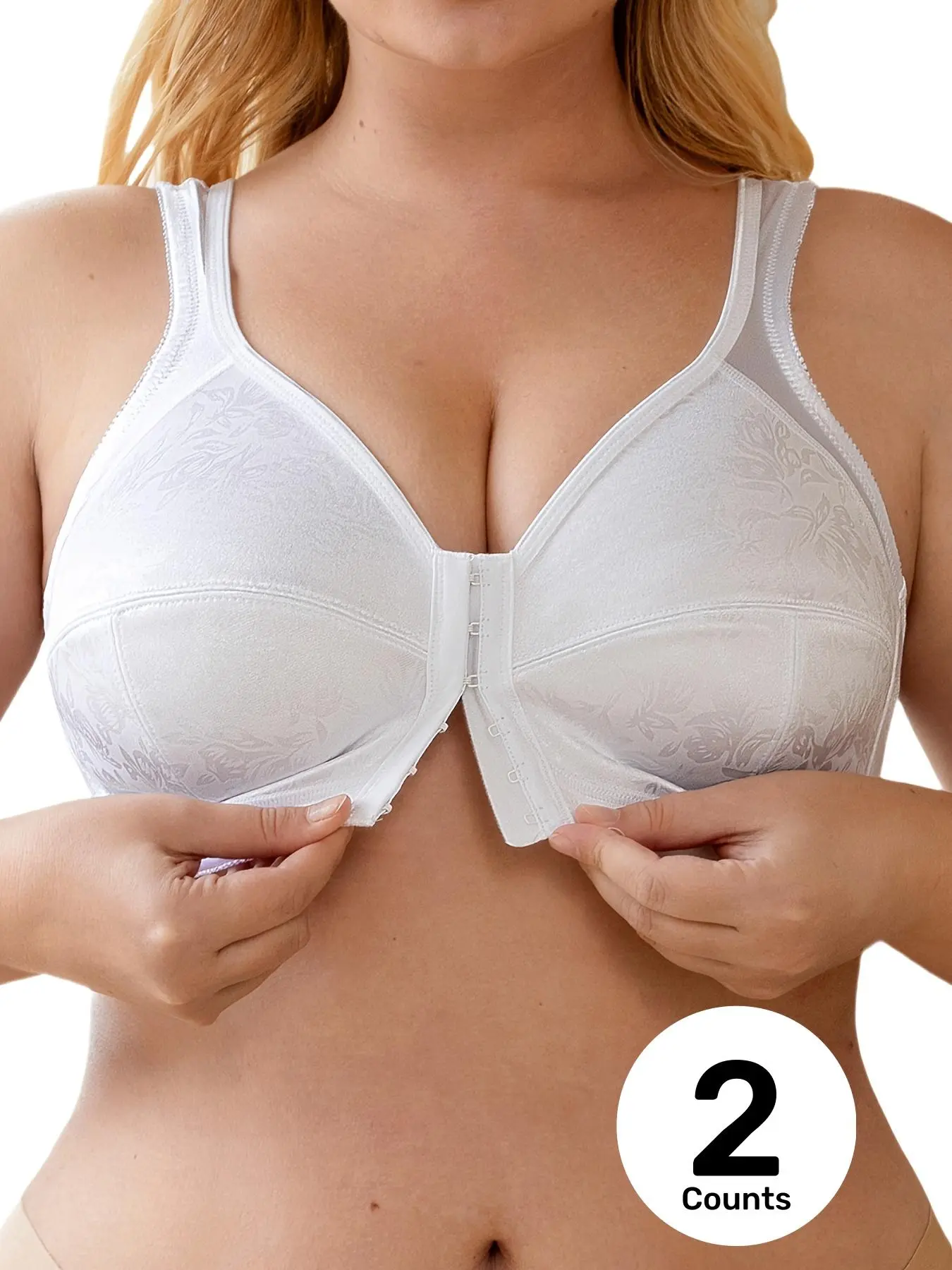 【Plus Size】 Plain Push Up Bra, Soft Comfortable Breathable Bra for Daily Wear, Women's Plus Size Lingerie for All Seasons